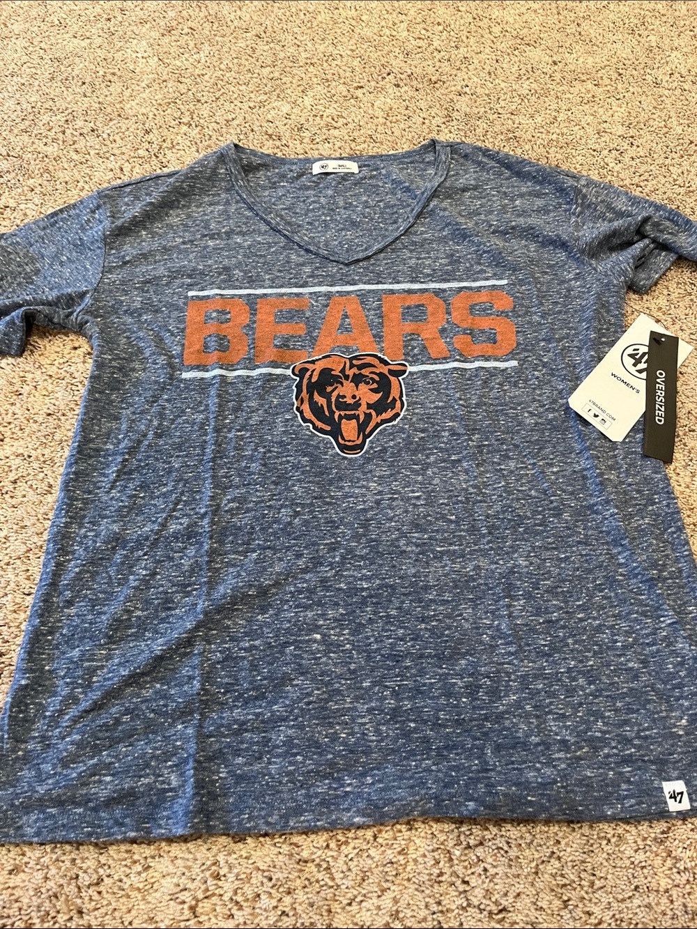 47 Blue Chicago Bears Graphic Tee with Orange Logo